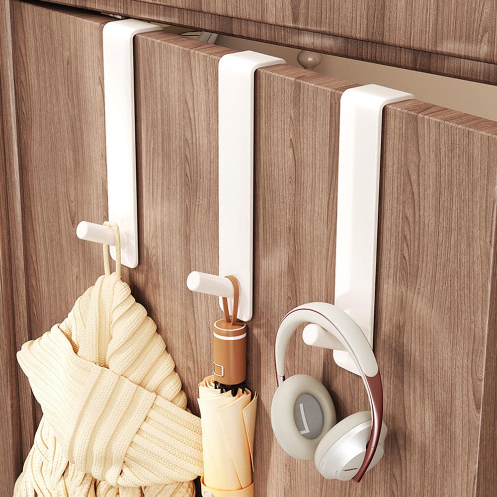 No Drill Heavy Duty Over-the-Cabinet Door Hook Wooden Glass Cabinet Bathroom Dorm Towel Headphone Kitchen Storage Organizer