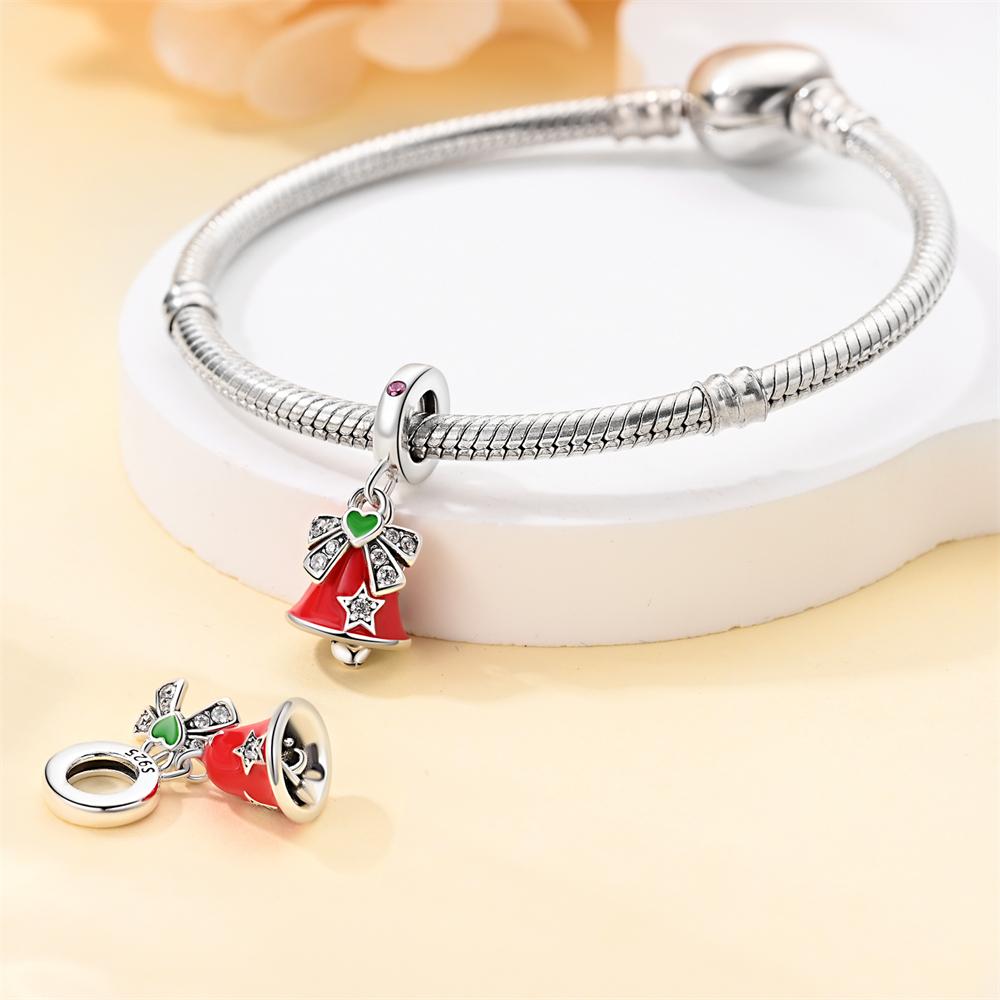 Authentic copper Charm Bead Charms Luxury Red Bell Pendant Bead Charms Compatible With Bracelets Diy Women Making Delicate Gift Jewellery