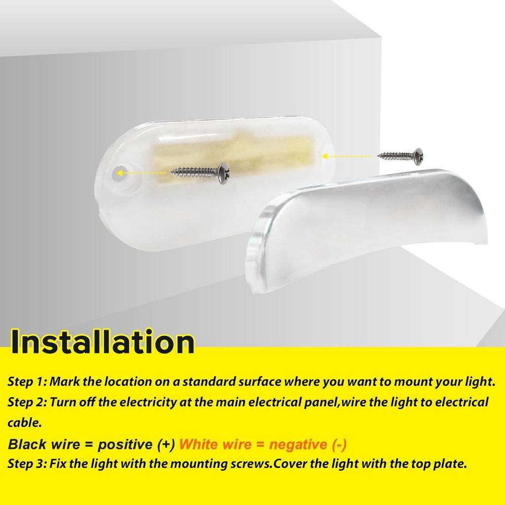 Boat Courtesy Lights 3 Inch Oval RV Step Lights with 316SS Bezel for RV Camper Marine Boat Footwell Cabin Deck Light 12V 0.1W 3000K Warm White