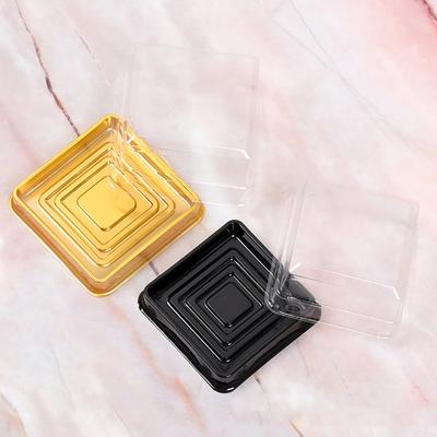 50 Stück Schöne Kuchenbox Aussehen Einwegkunststoff Transparent Quadratisch Mondkuchenbehälter