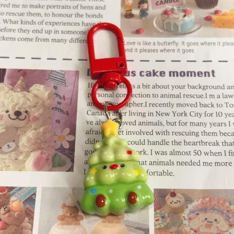 Cute Cartoon Christmas Pendant Santa Claus Tree Snowman Keychain Car Key Ring Backpack Decoration Accessories Children Gifts