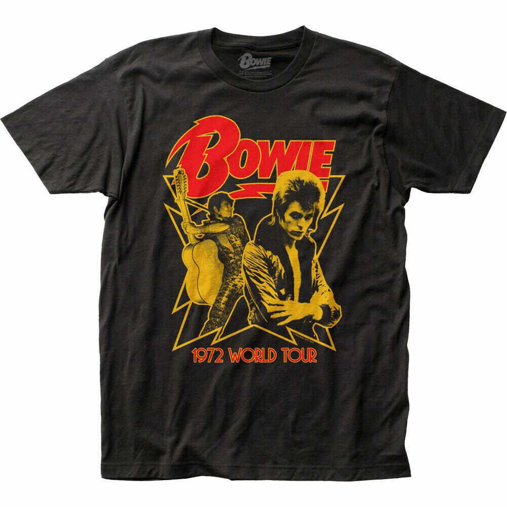 David Bowie 1972 World Tour T Shirt Mens Licensed Rock N Roll Band Tee New Black Unisex T-Shirt XL