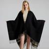 Scottish Classic Plaid Tassel Thick Warm Split Shawl Cape