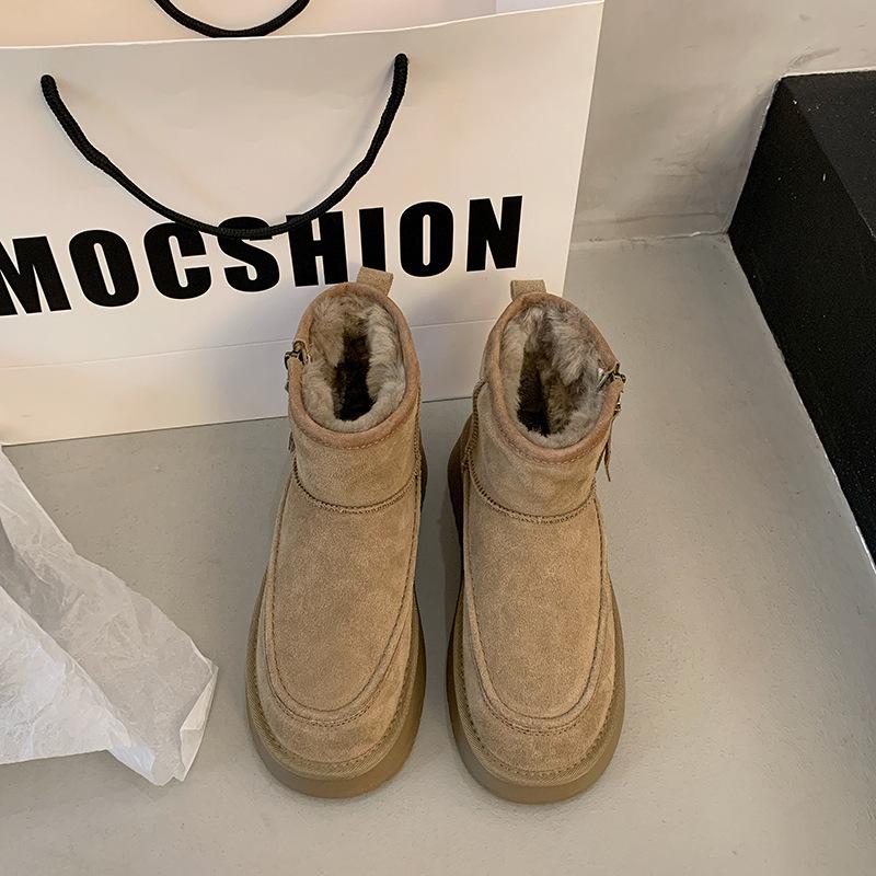 

Women s large size soft side zipper elastic winter warm cold padded snow boots non-slip wear outdoor leisure sports cotton boots 40