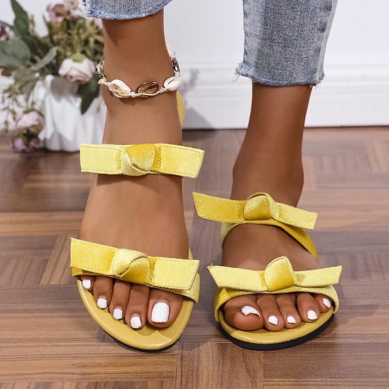 Women’s Bow Flat Slide Sandals Comfortable Summer Shoes