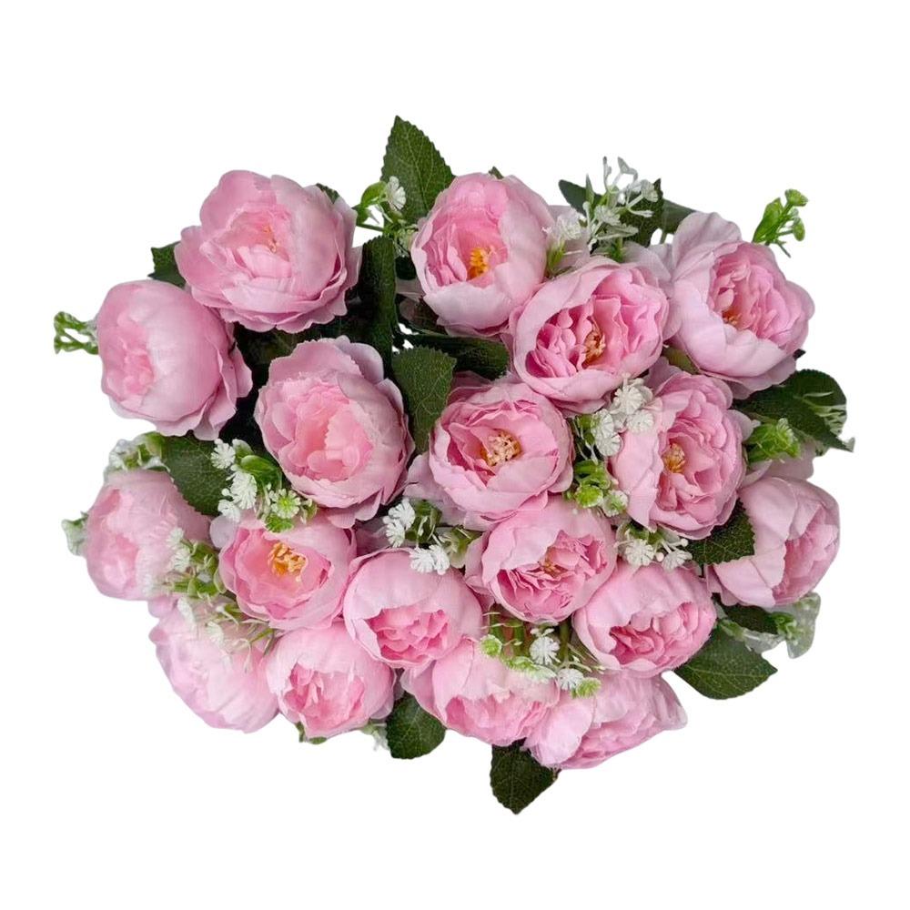 Silk Petal Simulation Poenies Bouquet Multicolor Faux Flower Mini Poeny Artificial Flower  Gift розовый