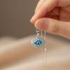 Mystic Jewels - 925 Sterling Silver Glass Evil Eye Drop Shape Filigree Pendant Silver Chain (Eye Shape), Glass, Not Applicable