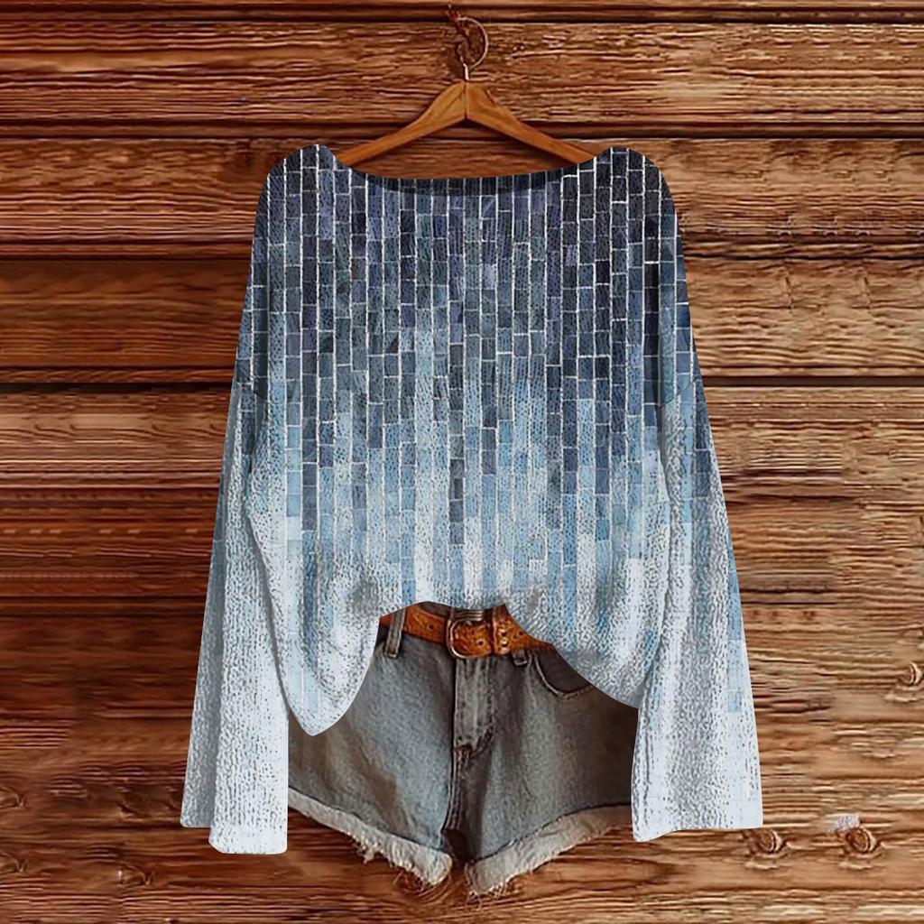 Women's Fashion Vintage Lightweight Sweater Casual Long-Sleeve Knit Pullover Top