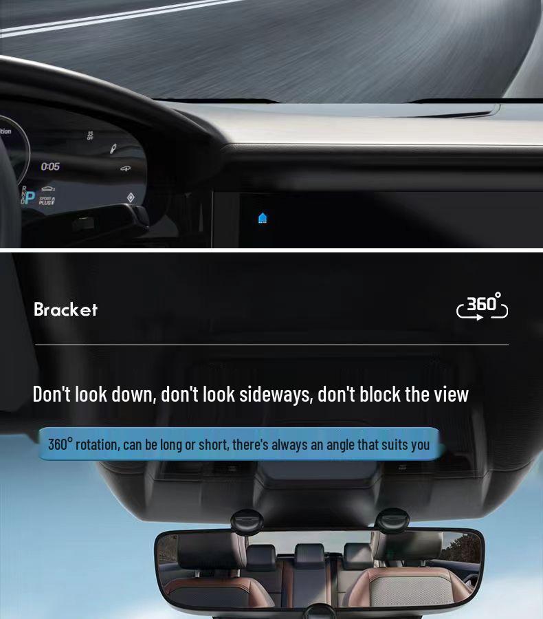 360° Rotating Multi-Functional Rearview Mirror Car Phone Holder