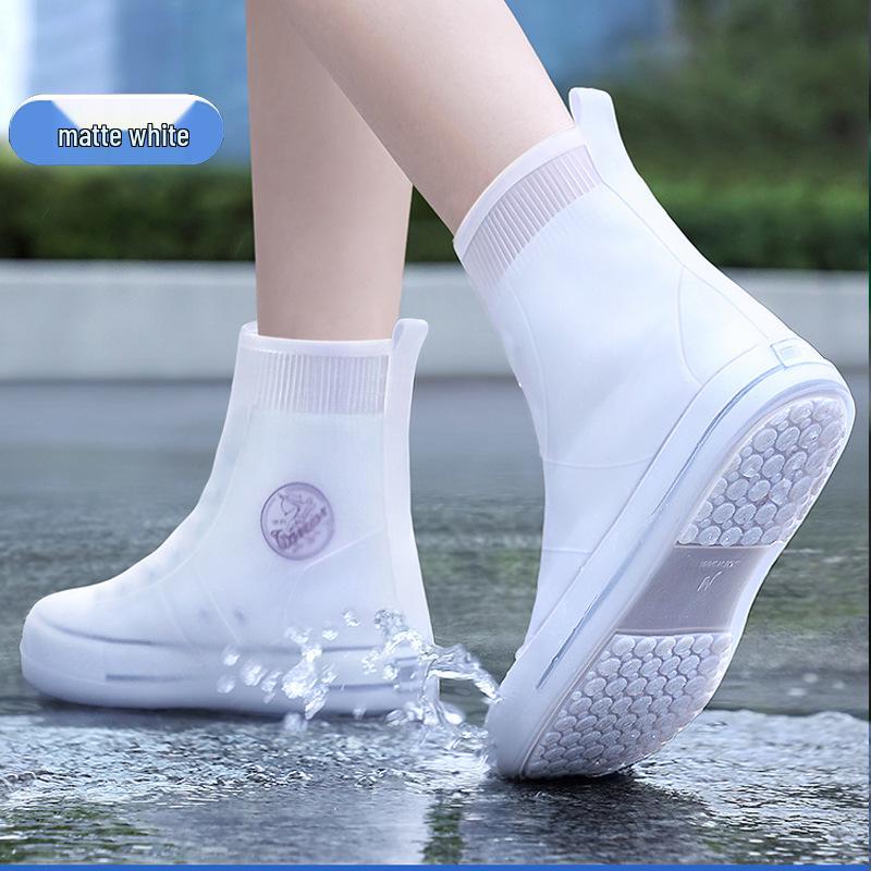 Wiederverwendbare Wasserdichte Silikon Anti-Rutsch Regenschuhüberzieher, Abriebfester High-Top Schutz für Damen und Kinder