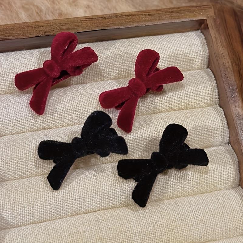 Elegant Lint Bowknot Hairpin-2 One Suit, Solid Color Bow Hair Styling, Suitable for Women's Daily Wear
