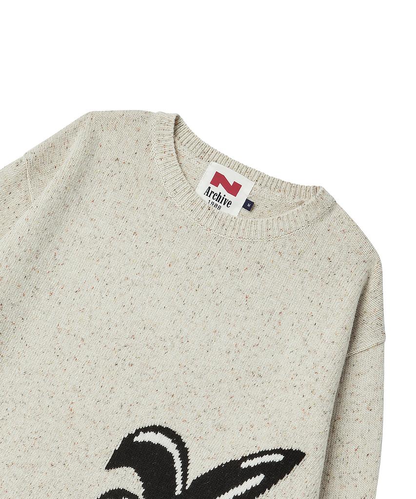 BEYOND CLOSET [Collection Line] Play Dog Oversized Jacquard Knit Pullover Ivory
