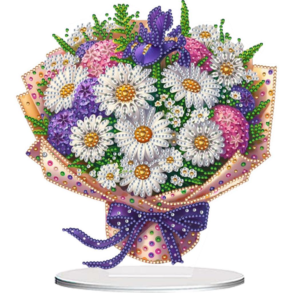Flower Double Sided Effect Diamond Painting Tabletop Ornaments Kit Diamond Painting Desktop Ornaments Kit for Adults Beginner