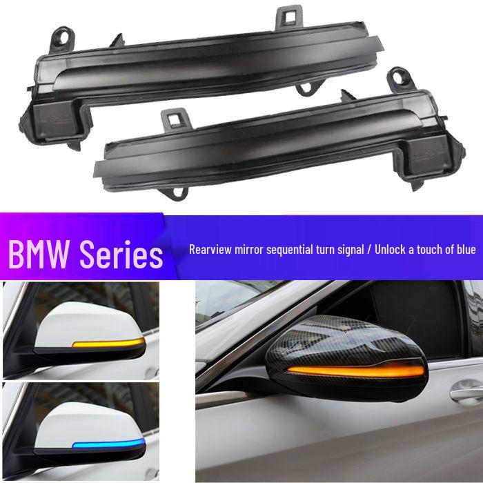 Blue Sequential Turn Signal for BMW 1-5 Series, X1, X3, X5, X6 - Modified One-Wipe Rearview Mirror 1 Series Hatchback (2012-2018)