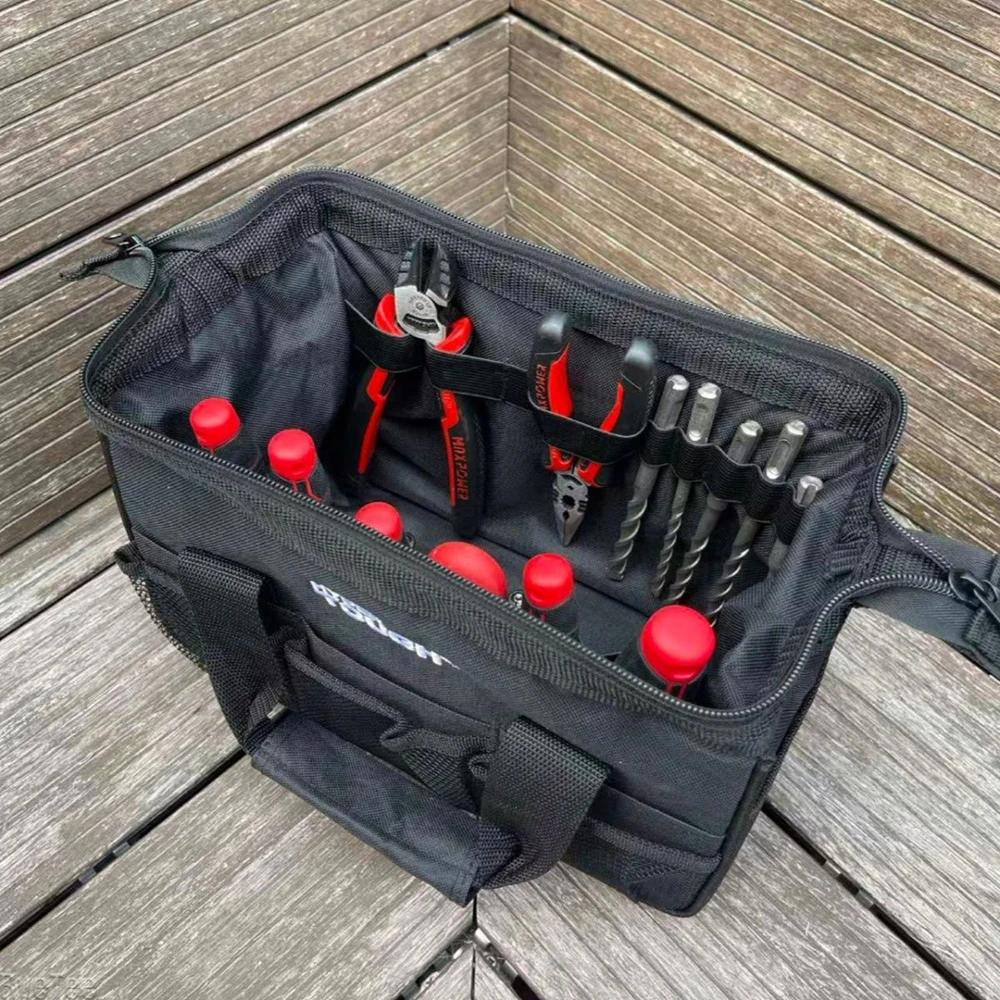 Heavy Duty 12in Electrician Tool Bag with 10 Pockets And 14 Jacks for Organizer United States Made