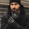 Keep Warm Men Leather Mittens Multifunction Driving Gloves Gift Winter Ski Gloves  Cycling