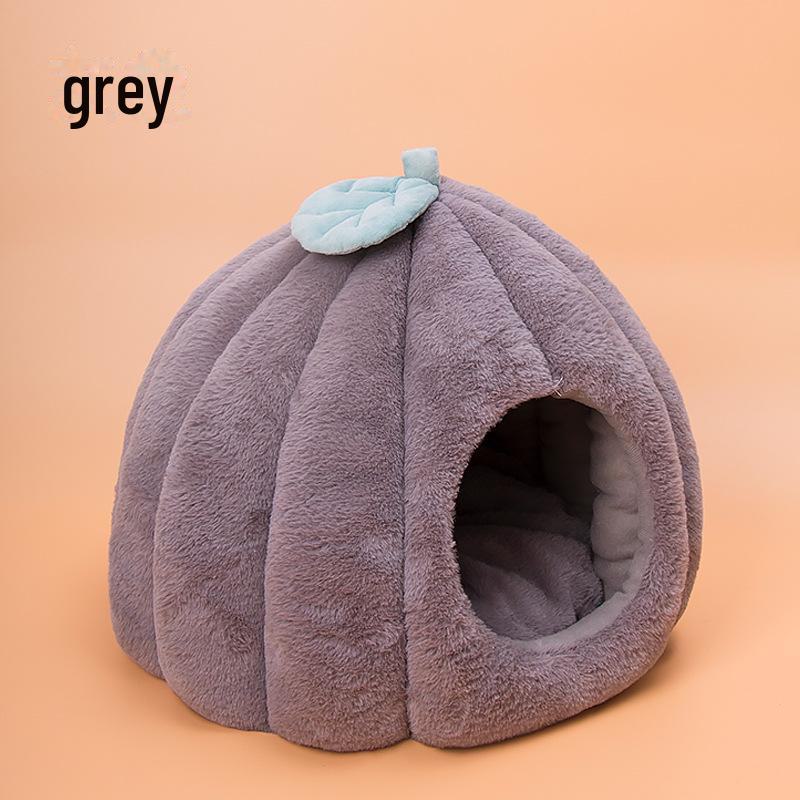 

Всесезонная моющаяся лежанка для кошек: Уютный, разборный, теплый домик для домашних животных в форме тыквы Dark Gray Pumpkin Bed