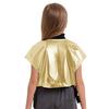 Girls Shiny Metallic Vest Sides Open Sleeveless Zipper Jacket Buckle Pockets Jazz Dance Costume