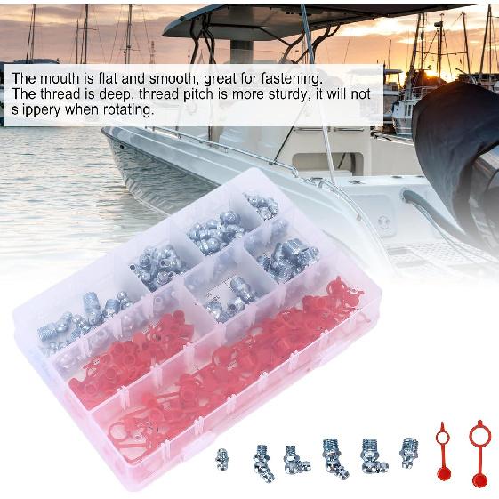 Grease Zerk, 160PCS/Set 6 Sizes British System Lubrication Fitting Hex Grease Fittings Grease Nipple Zerk Grease Fittings for Trucks for Cars for