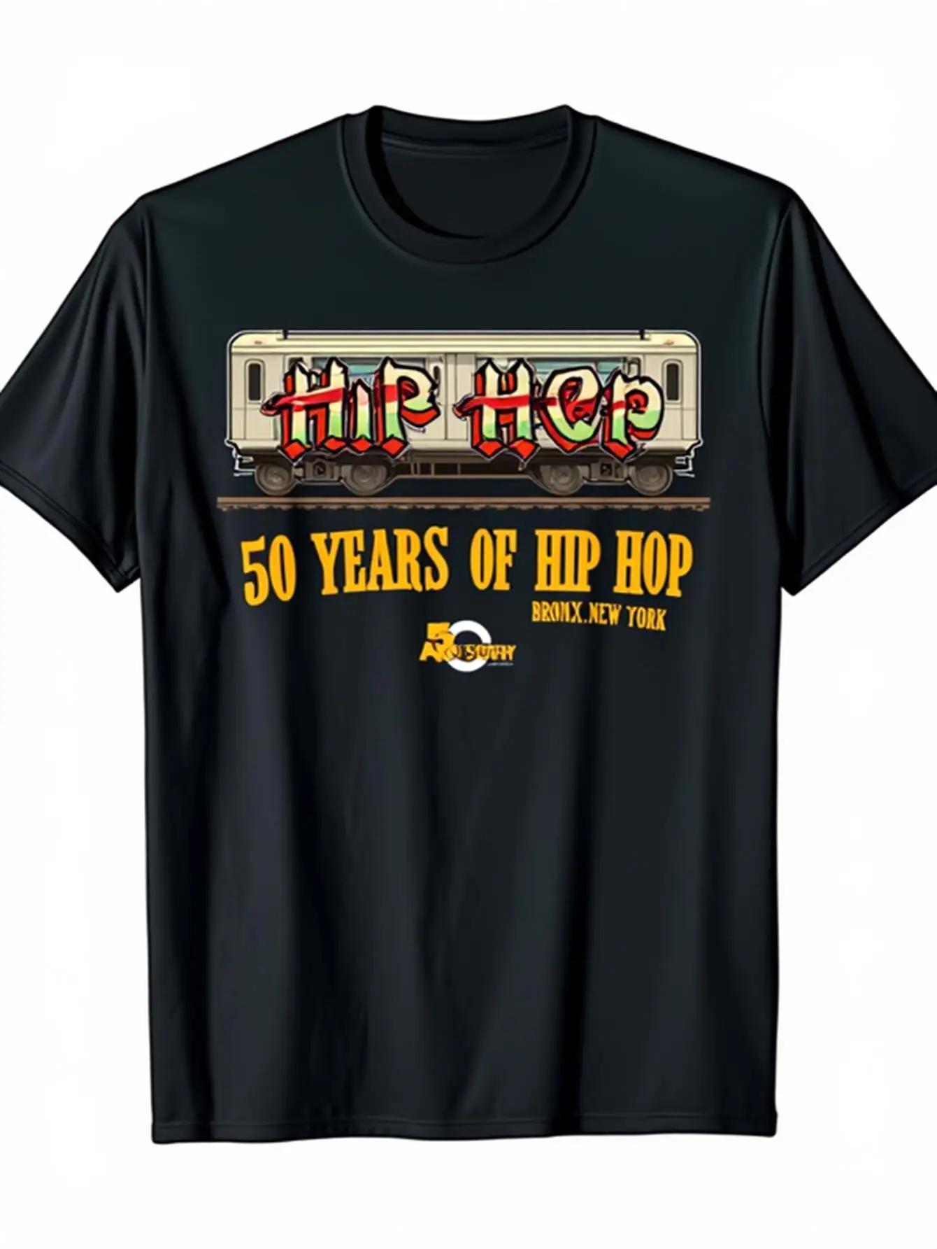 

50 Years Of Hip Hop Subway Graffiti Graphic TShirt Unisexs Cotton Crew Neck Streetwear Tee 4XL
