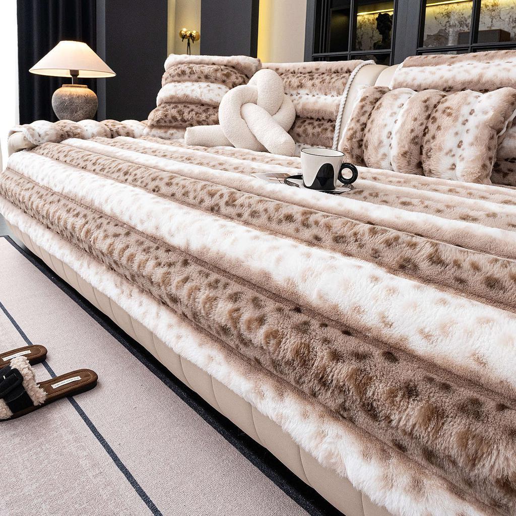 1PC Winter Thickened Sofa Cover Warm Plush Pet-friendly Sofa Towel Mat Non-slip L corner Couch Slipcover for Living Room 