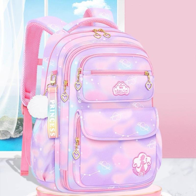 Elementary School Bag Girl Grade 3 To 6 Lightweight Burden Reduction Waterproof Children's Double Shoulder Princess Backpack