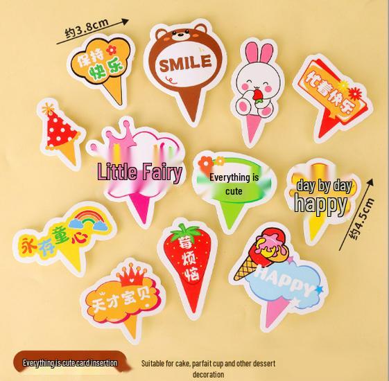 Sushi Cartoon Cupcake Toppers & Ice Cream Flag Picks for Happy Birthday Desserts