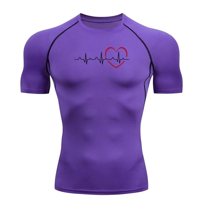 Men Compression T-shirt Printing Short Sleeve Sport Tees Gym Fitness Sweatshirt Male Jogging Tracksuit Homme Athletic Shirt Tops