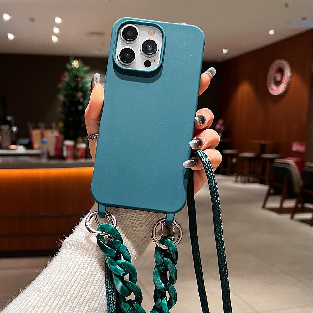 Crossbody Lanyard Cord Soft Acrylic Bracelet Case For iPhone 17 16 15 Pro Max 14 Plus 13 12 Liquid Silicone Shockproof Cover