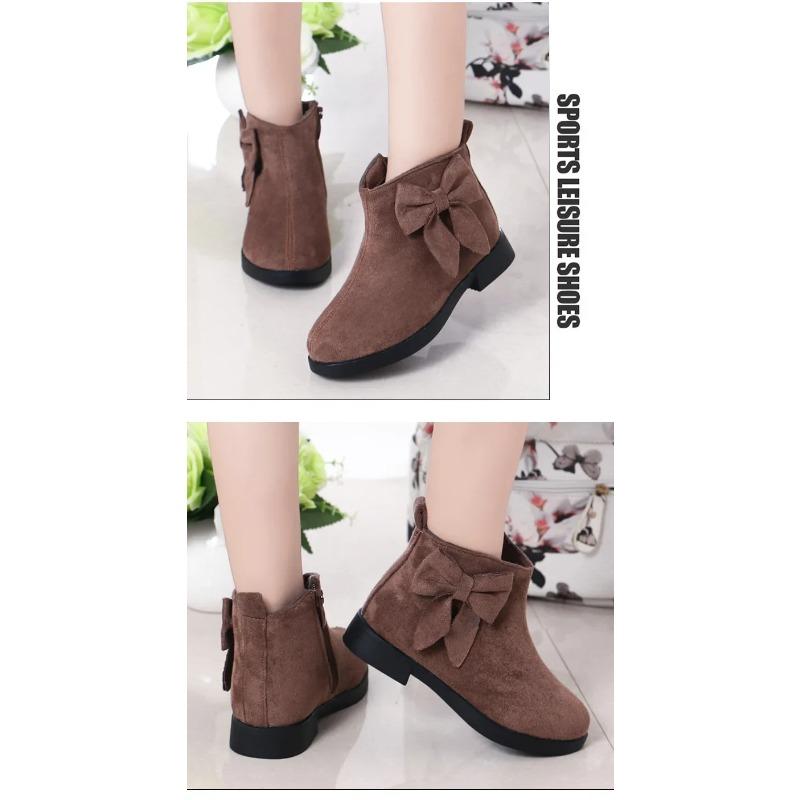 2025 Girls Fashion Boots Leather Sport Shoes For Girls Children Warm Boots Fashion Soft Bottom Princess Snow Boots Kids Sneakers
