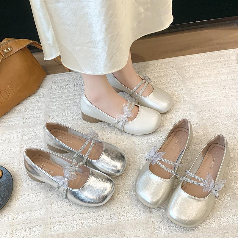 Fashion 2025 Soft Butterfly Round Toe Ladies Singles Shoes New Shallow Footwear Fashion Mary Jane Flat Comfortable Casual Women's Shoes