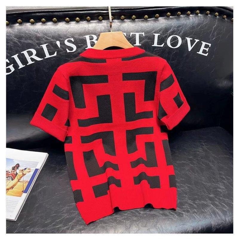 Spring and Autumn Geometric Pattern Base Shirt for Men, Slim Fit Casual Short Sleeve Knit Top