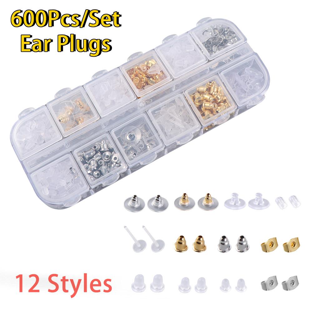 600Pcs/Set Clear Silicone Earring Backs Clutch Stoppers  for Studs/Droopy Ears/Heavy Earring