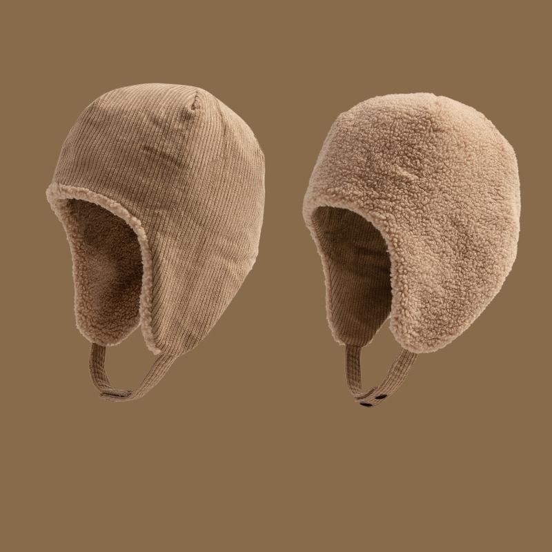 Wearing Lamb Plush On Both Sides, Men and Women Keep Warm In Winter, Ride Bicycles, Protect Their Ears from the Cold, and Wear Flying Caps In Their