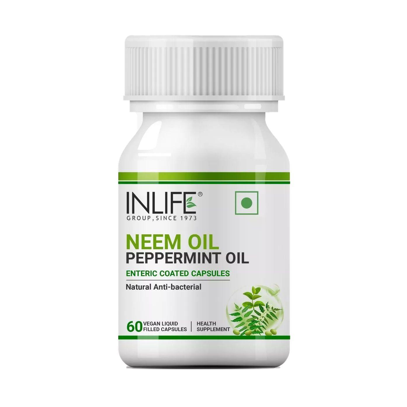 

Олія Німа з олією перцевої м яти (60 кап, 500 мг), Neem Oil Peppermint Oil, INLIFE