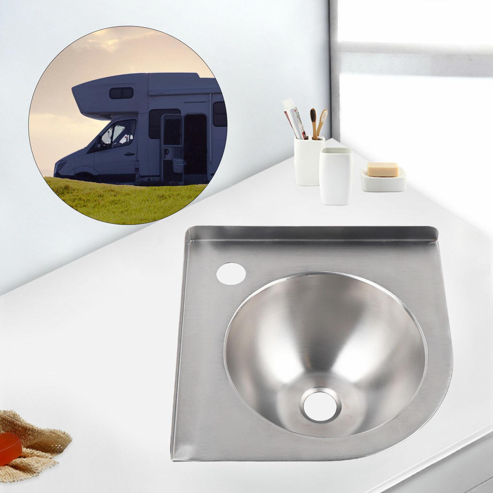 Triangular Corner Sink 304 Stainless Steel 12x12 inch RV Boat Caravan Bathroom Wash Basin with Drain серебряный