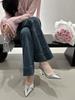 Nude high heels! Niche design sense bow hollow fairy bag head sandals