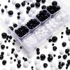20-100 Stück/Los 4-10mm Schwarz Weiß Acryl Flaches Charms-Abstandshalter Lose Perlen für DIY Halskette Armband Schmuckherstellung Zubehör