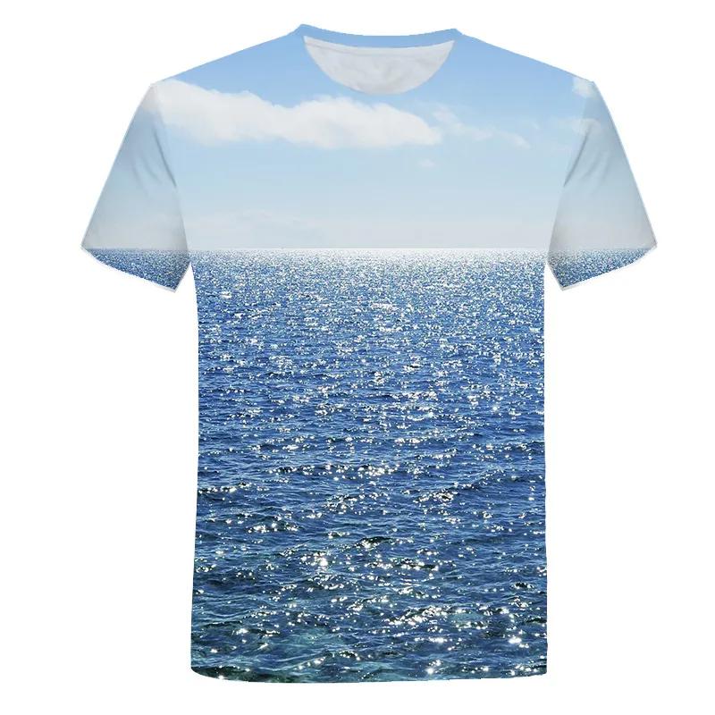 Summer Seaside Scenery Graphic T Shirts 3D Printed T-shirt Fashion Men's T-shirts Beach Style Nature Landscape Pattern T-shirt
