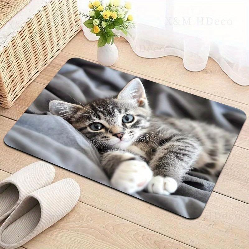1Pcs Anti Fatigue Kitchen Rugs,Cute Cat Print Waterproof Non-Slip Thick Cushioned Kitchen Mat Heavy Duty Comfort Standing Mat for Kitchen