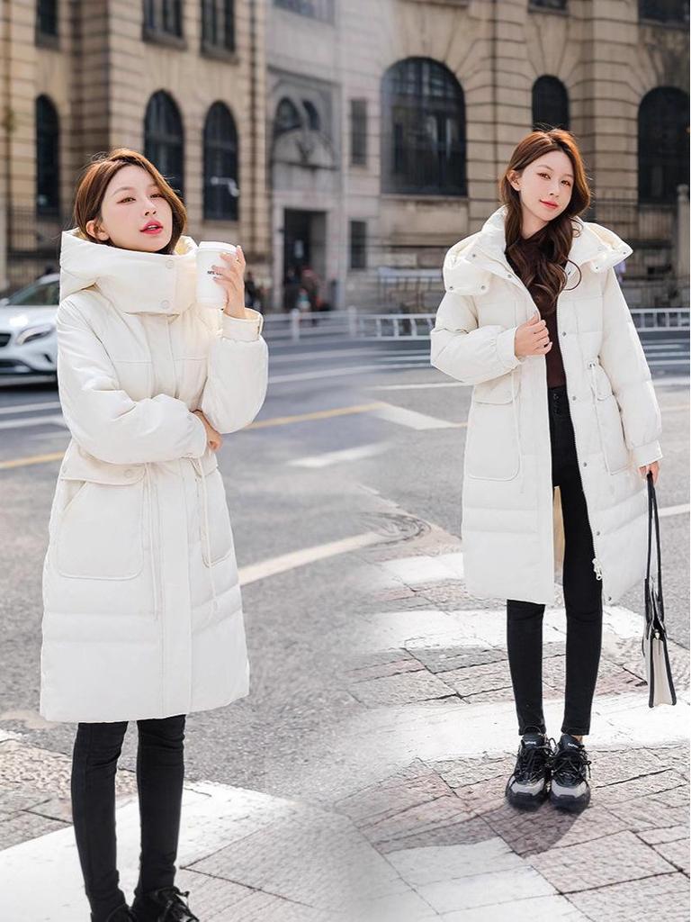 2025 Women's Mid-Length Six-Color Slimming Down Jacket: Thickened Warm Winter Outerwear with Big Pockets