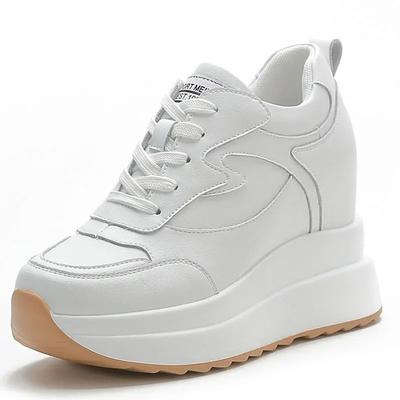 Genuine Leather for Women Summer Shoes Spring Autumn Walking Sneakers Fashion 10cm Platform Wedge Sneakers Chunky Shoes Winter