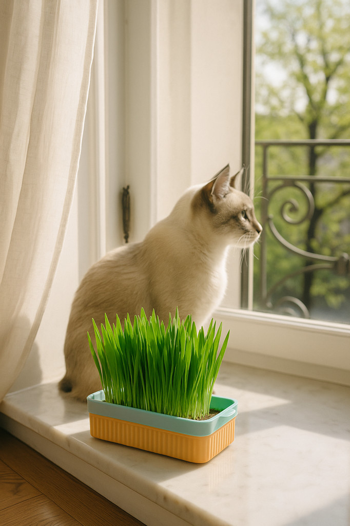 Cat Grass Planter with Detachable Bottom Double Layer Contrast Color Non-slip Base Easy To Clean Plastic Pet Cat Sprout Dish Growing Pot