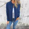Autumn and Winter Women's Casual Zip Solid Colour Jacket Casual Fashion Solid Color Pocket Cardigan Jacket Women's