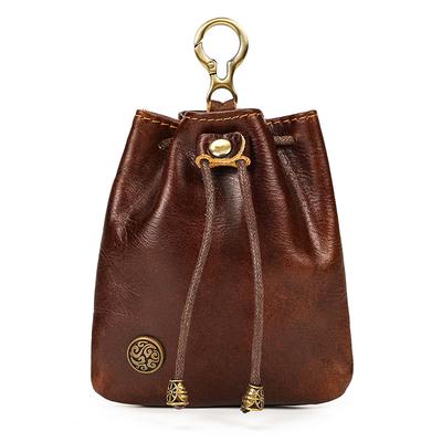 Cowhide Coin Bag Literary Mini Change Bag Genuine Leather Small Card Bag Change Bag Small Wallet Data Cable Storage Bag