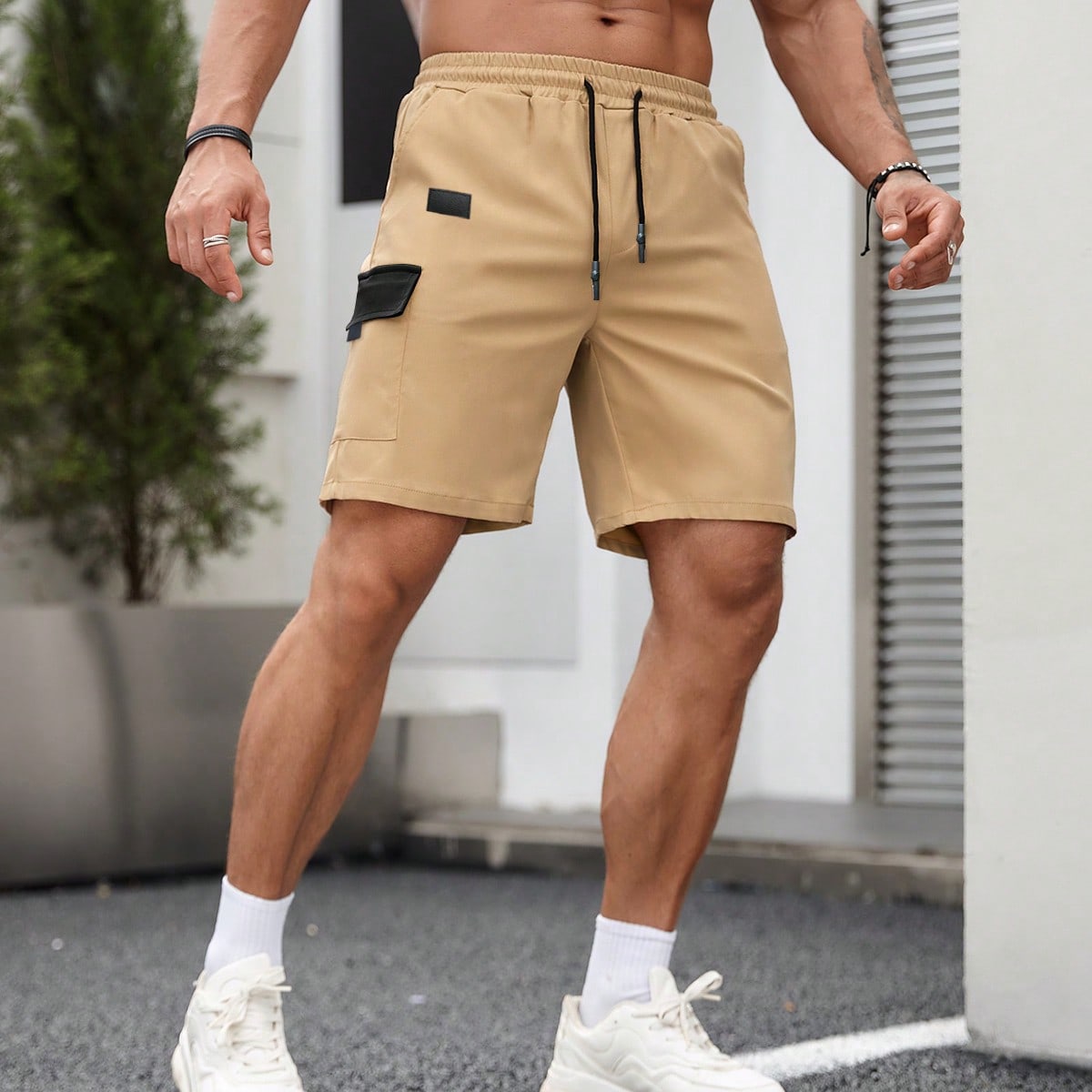 

Европейская модная одежда, мужские шорты, повседневные спортивные шорты на шнурке, летние пляжные свободные шорты S хаки