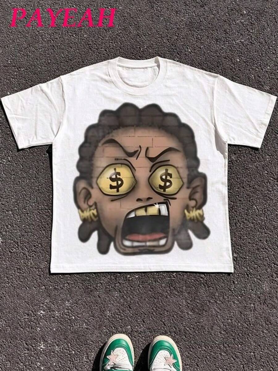 

T Shirt Print ,Graphic-Cotton Tees Size Plus, Cartoon Round Neck Short Sleeve, PAYEAH Streetwear T 5XL різнокольоровий