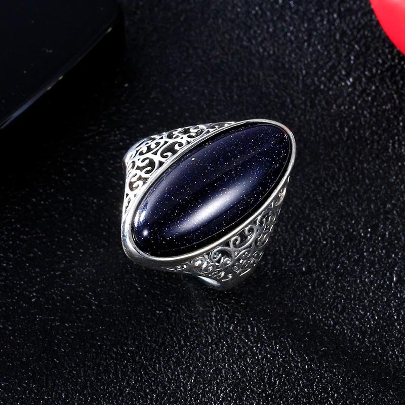 Women's Ring CopperJewelry Vintage Blue Sand Hollow Elegant Ring Gift Party Wedding