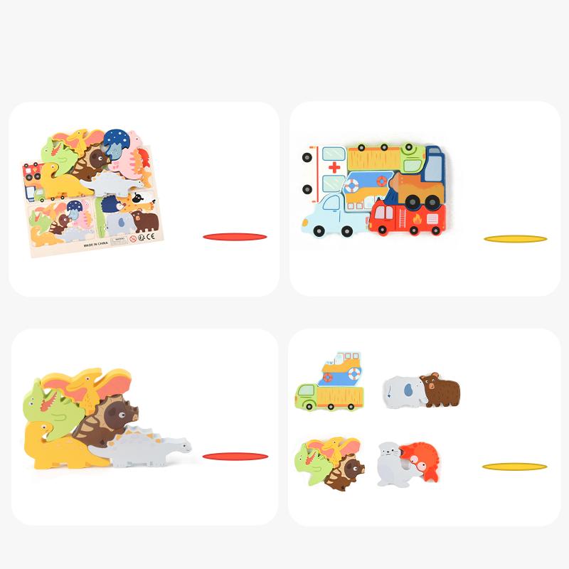 Kinder Holz 3D Tier Puzzle Spielzeug 4-in-1 Farbe Tier Kognitives Holzpuzzle Brett Kinder Pädagogisches Holzspielzeug