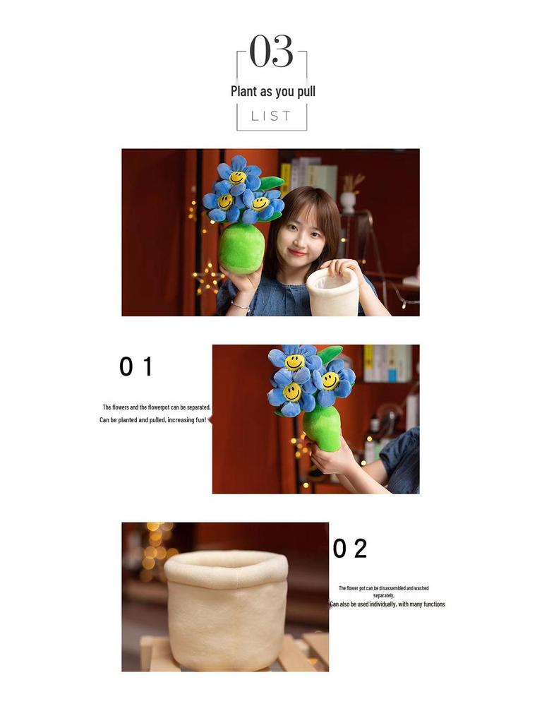 Sunflower Doll Plush Toy - Small Potted Plant Ornament for Home or Office Decor